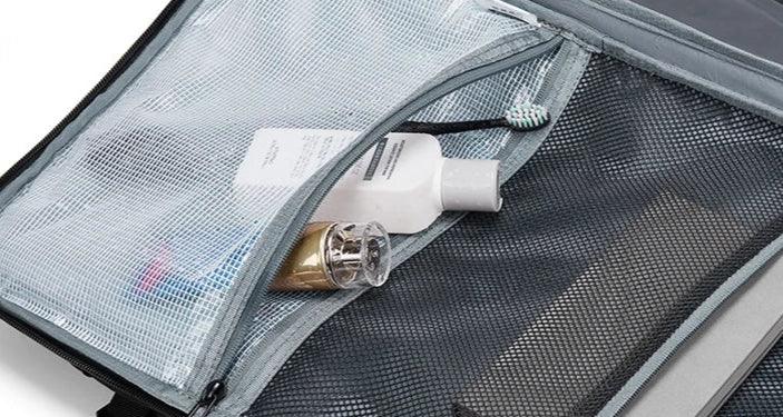 trousse de toilette voyage compartiments, SacVoyagePro, rangement accessoires hygiène longue traîne