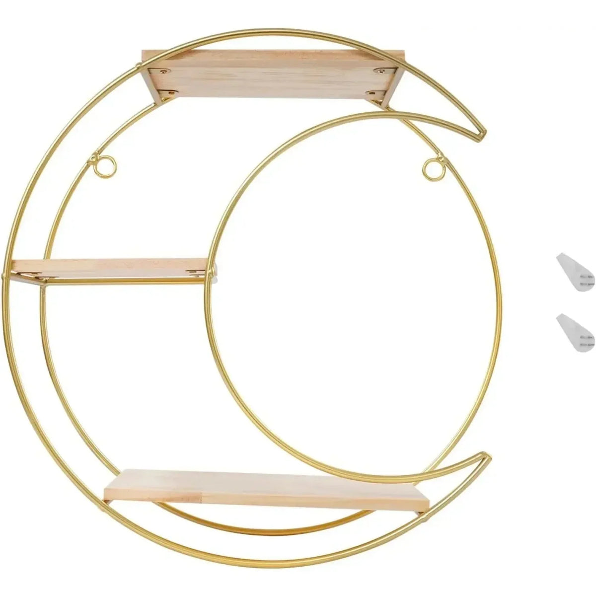 Étagère murale décorative GoldNordic™ en fer et bois doré, style nordique moderne, idéale pour bougies, plantes et objets décoratifs