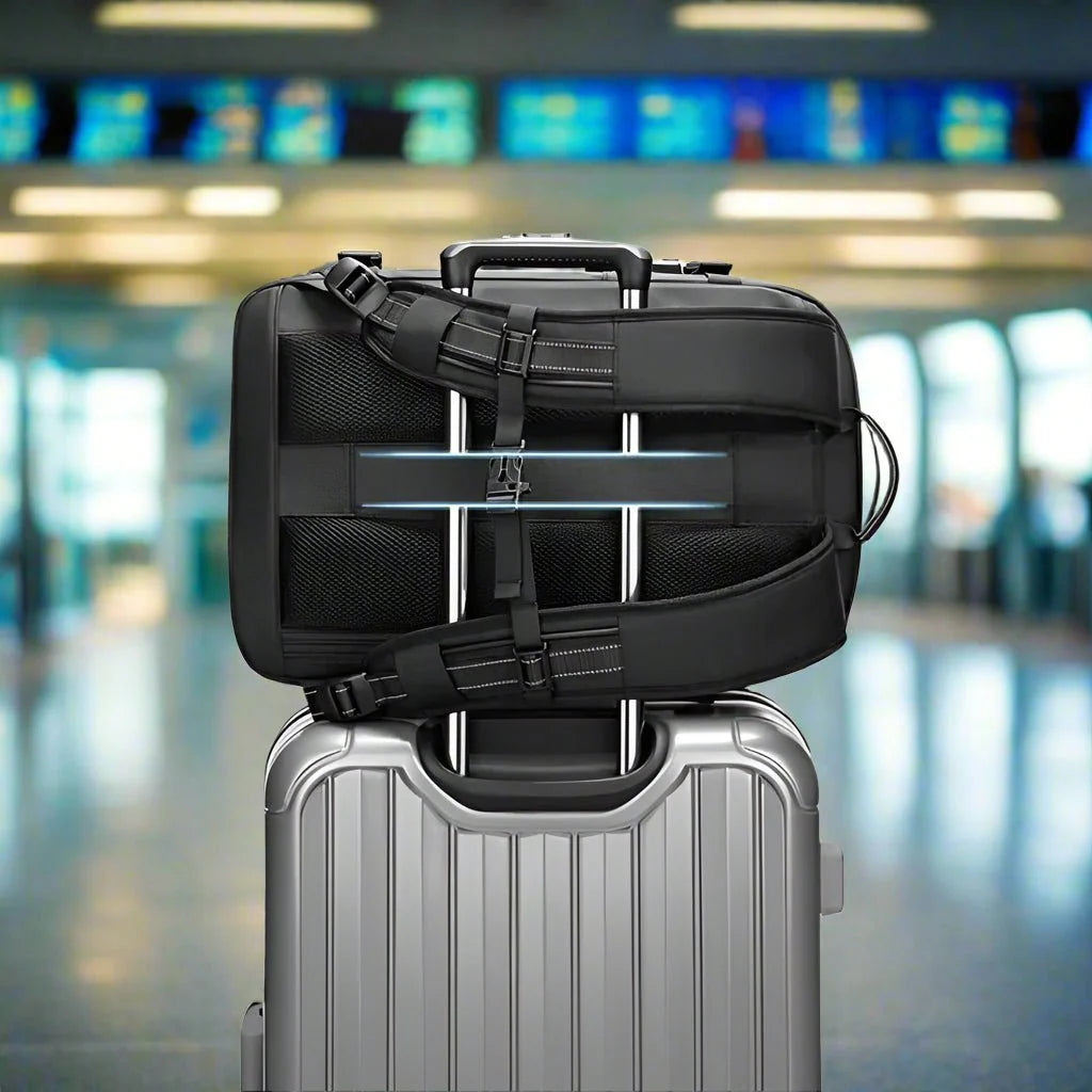 sac a dos cabine compression sous vide , dispositif de compression intgrée en un clic , avce sangle pour valise