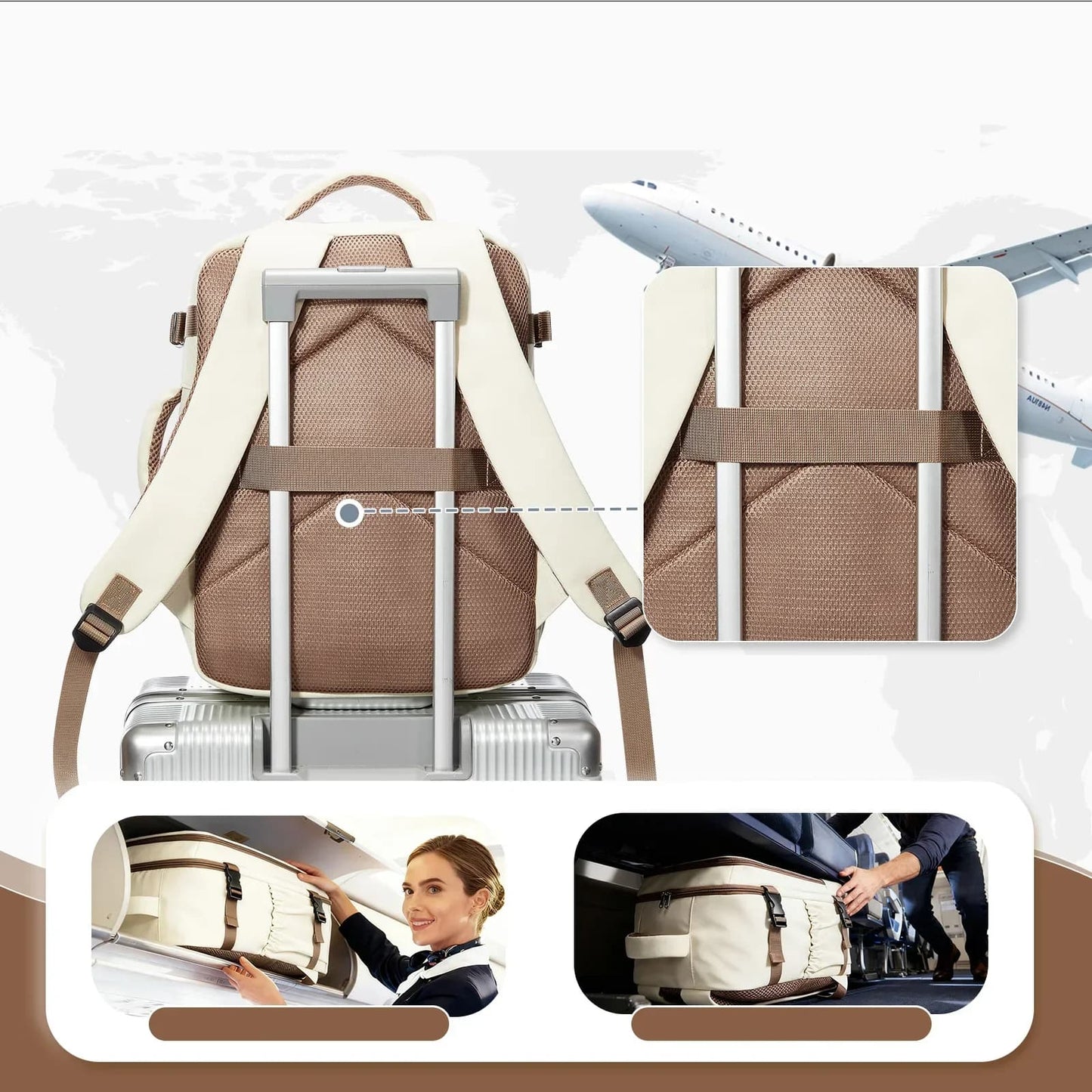 Sac a dos voyage cabine 40x30x20 Sky Biz™ utilise comme bagage cabine avion conforme Ryanair et Wizz Air, sac a dos ultra leger avec compartiment ordinateur portable 15,6 pouces, organisation interieure pratique, design geometrique moderne et confort dorsal pour voyages d’affaires et courts sejours