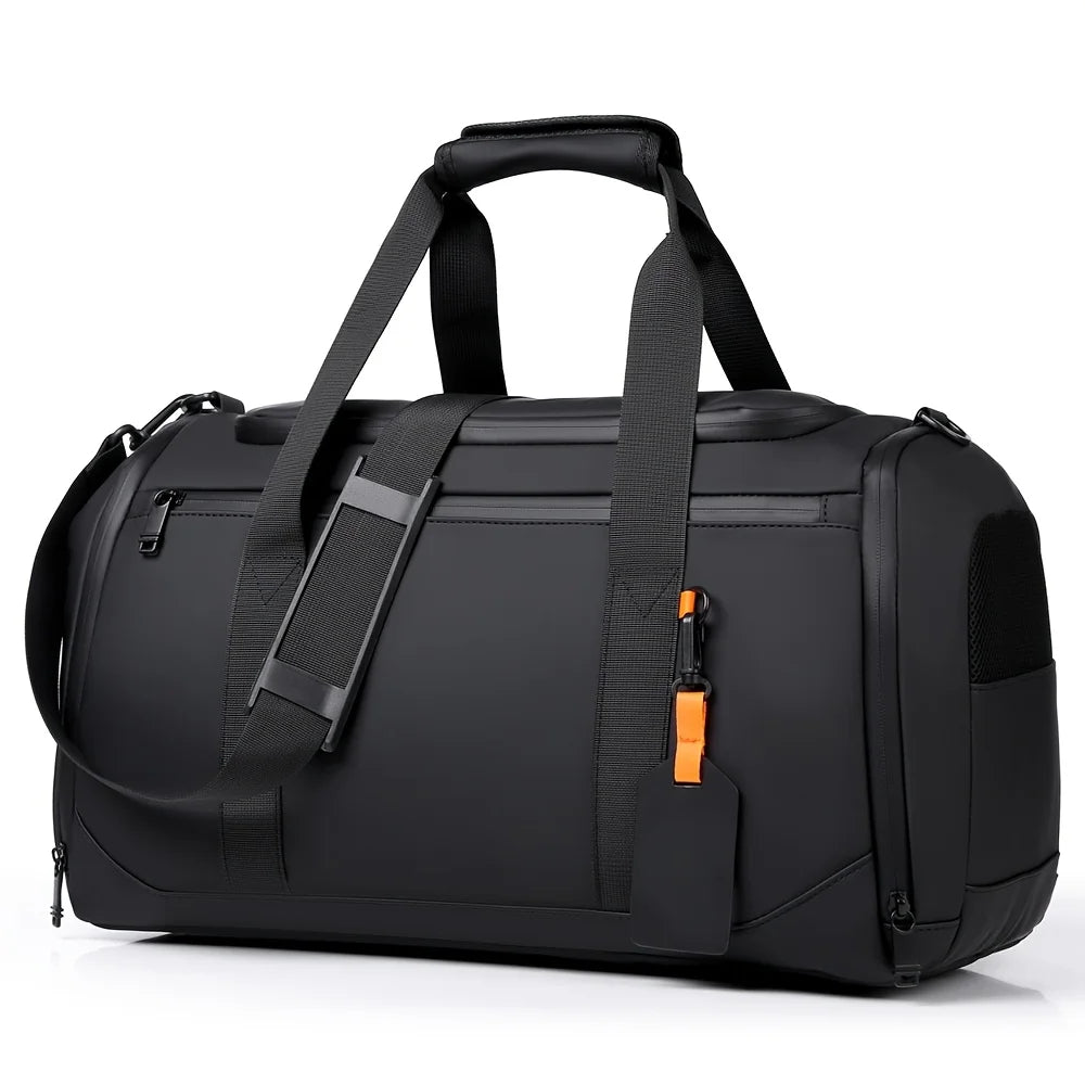 Sac de voyage grande capacité compatible bagage cabine, sac de voyage bagage à main idéal pour avion, sport et week-end, avec compartiment chaussures séparé, rangements intelligents multi-compartiments, sangle trolley pour valise, matériau PU et tissu Oxford durable, sac de voyage souple léger au style casual moderne, finitions soignées et qualité assurée pour homme et femme – Rangement Chic