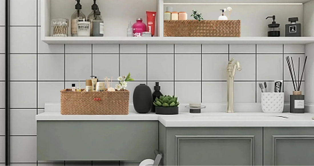 Panier en osier avec couvercle rangement salle de bain RangementChic.com, boîte esthétique