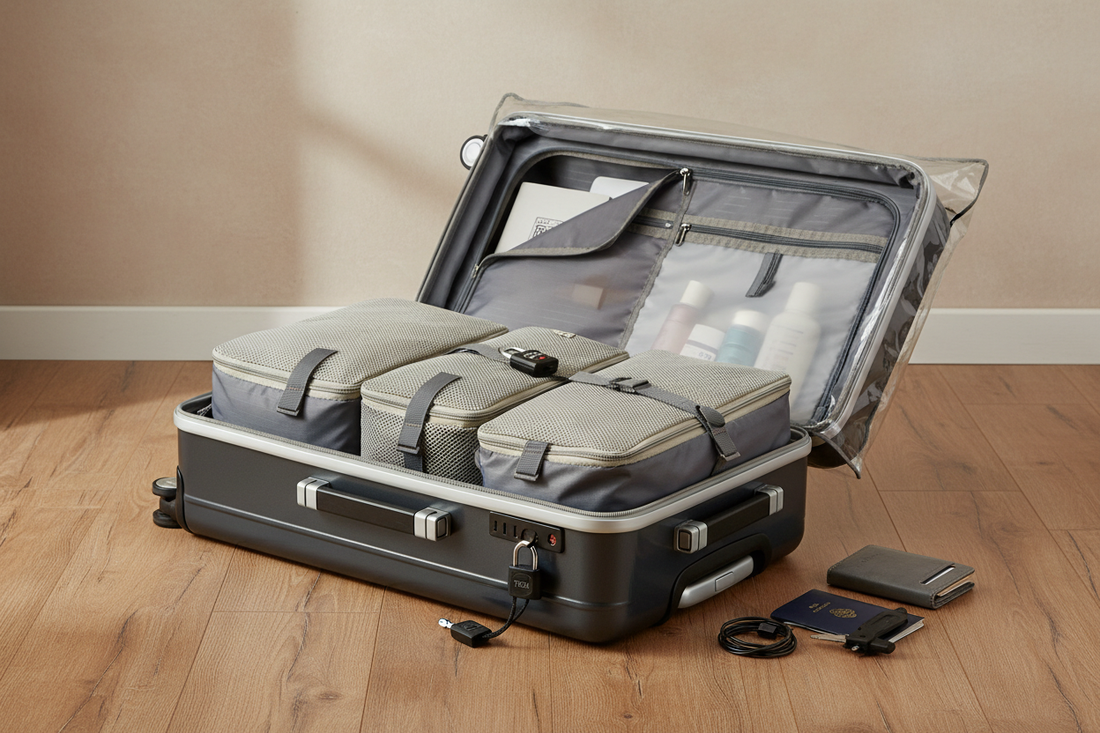 éléments visuels de sécurité et d'organisation des bagages.