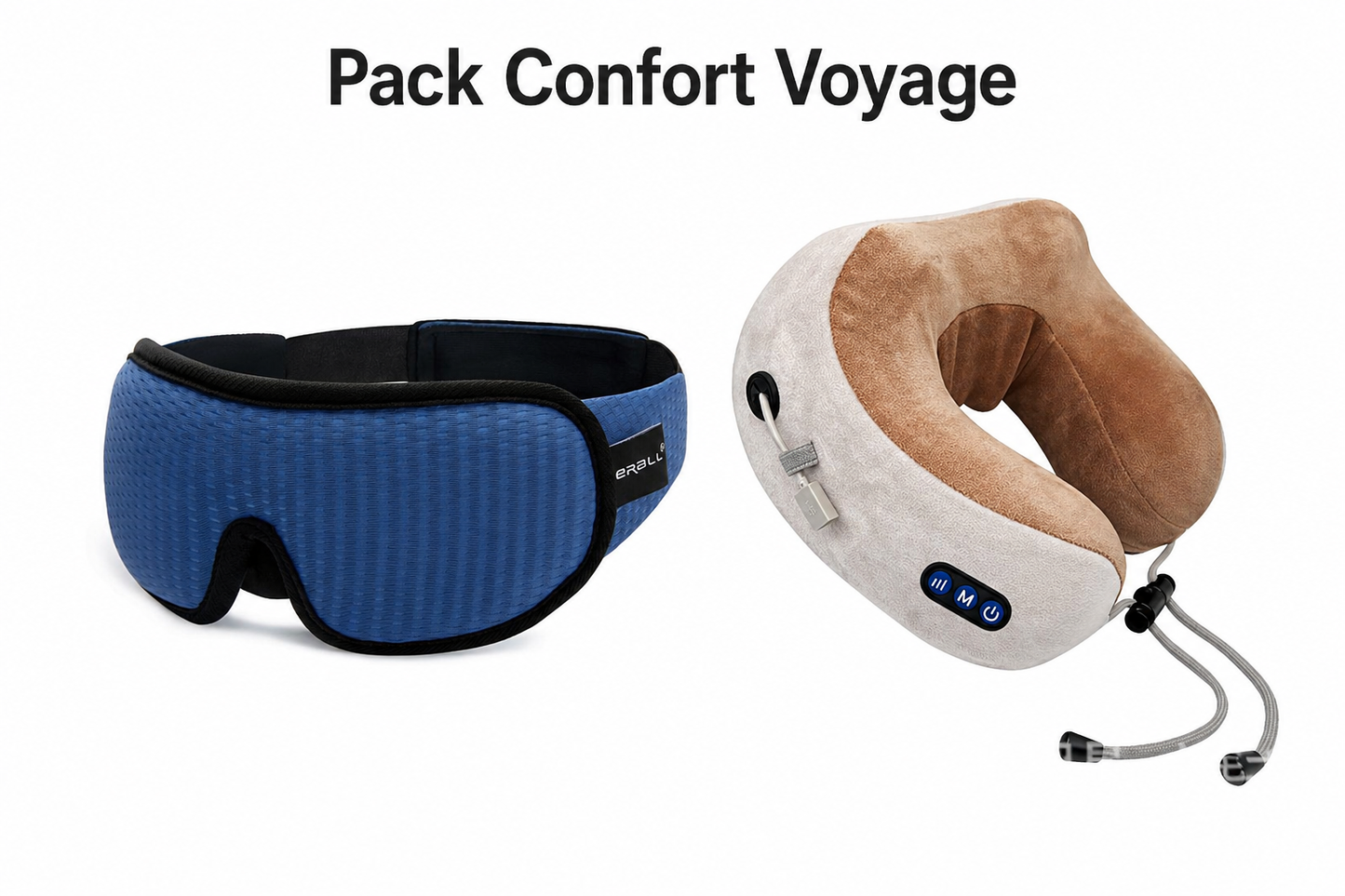 pack voyage essentiel confort masque de sommeil et coussin de voyage intelligent