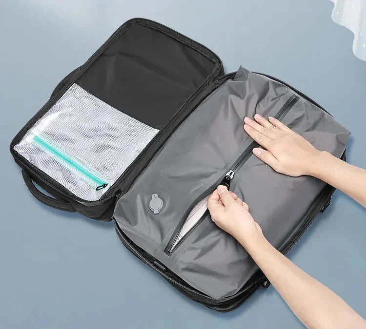 sac a dos voyage, sac à dos compression sous vide, sac de voyage compact, organisateur valise, sac cabine avion, sac rangement optimisé