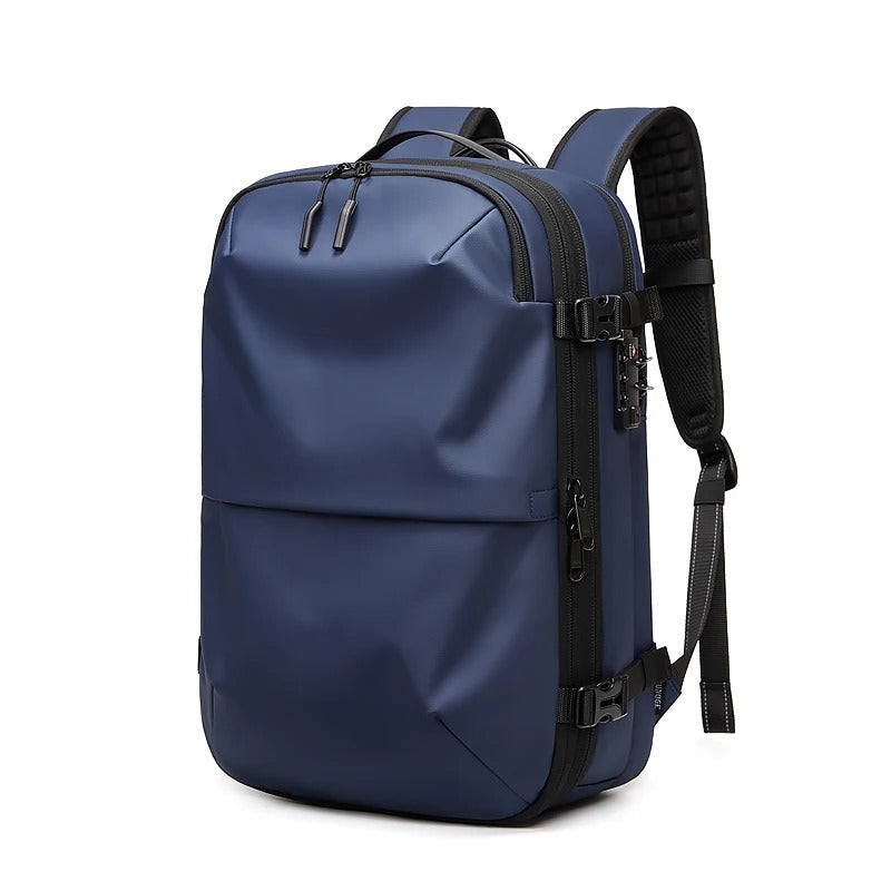 Sac à dos compression sous vide bleu, rangement voyage, bagage cabine compact