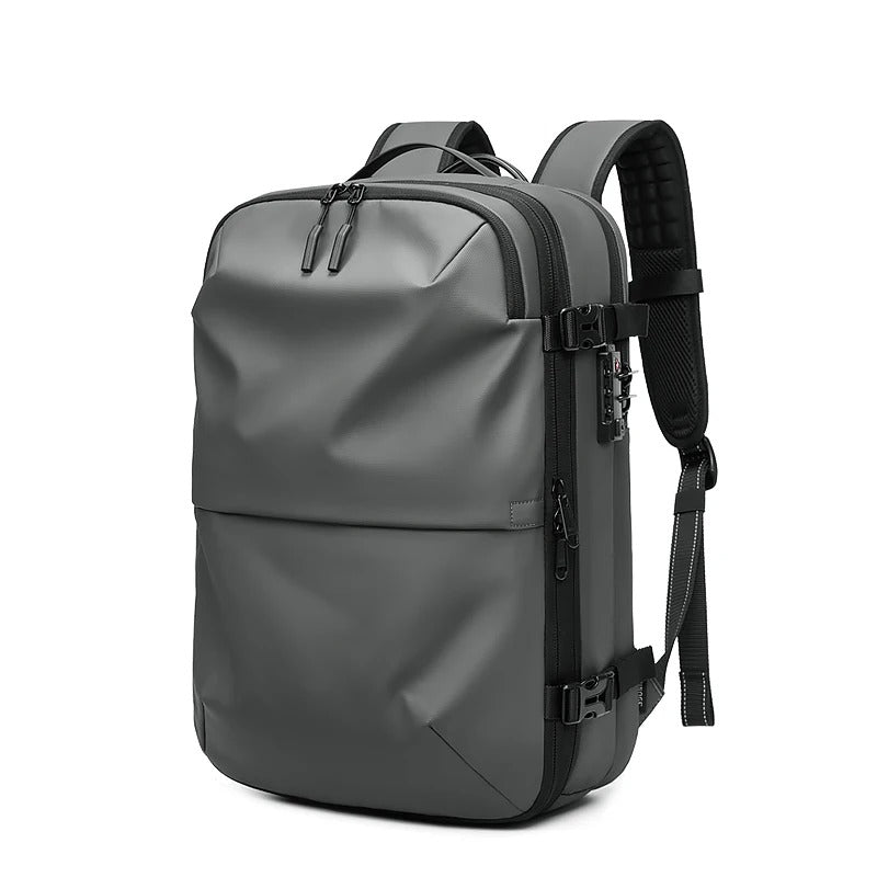 Sac à dos compression sous vide Evasion Slim gris urbain, rangement voyage compact