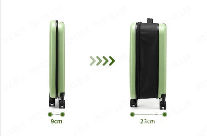 Valise cabine FlexRoll 20 pouces à roulettes pliable, bagage cabine léger de voyage en ABS et PC haute résistance, valise cabine à roulette pliable avec structure renforcée, capacité 45 litres extensible, épaisseur pliée 9 cm et extension jusqu’à 23 cm, valise de voyage compacte avec roues 360 degrés silencieuses, trolley cabine maniable et stable, verrouillage sécurisé par mot de passe, small cabin trolley case idéal avion, carry on luggage 20 inch conforme bagage cabine, valise cabine moderne pour city