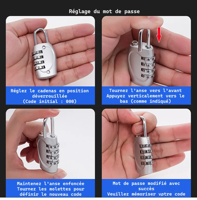 guide de reglage de mot clé de 4 chiffres du cadenas tsa