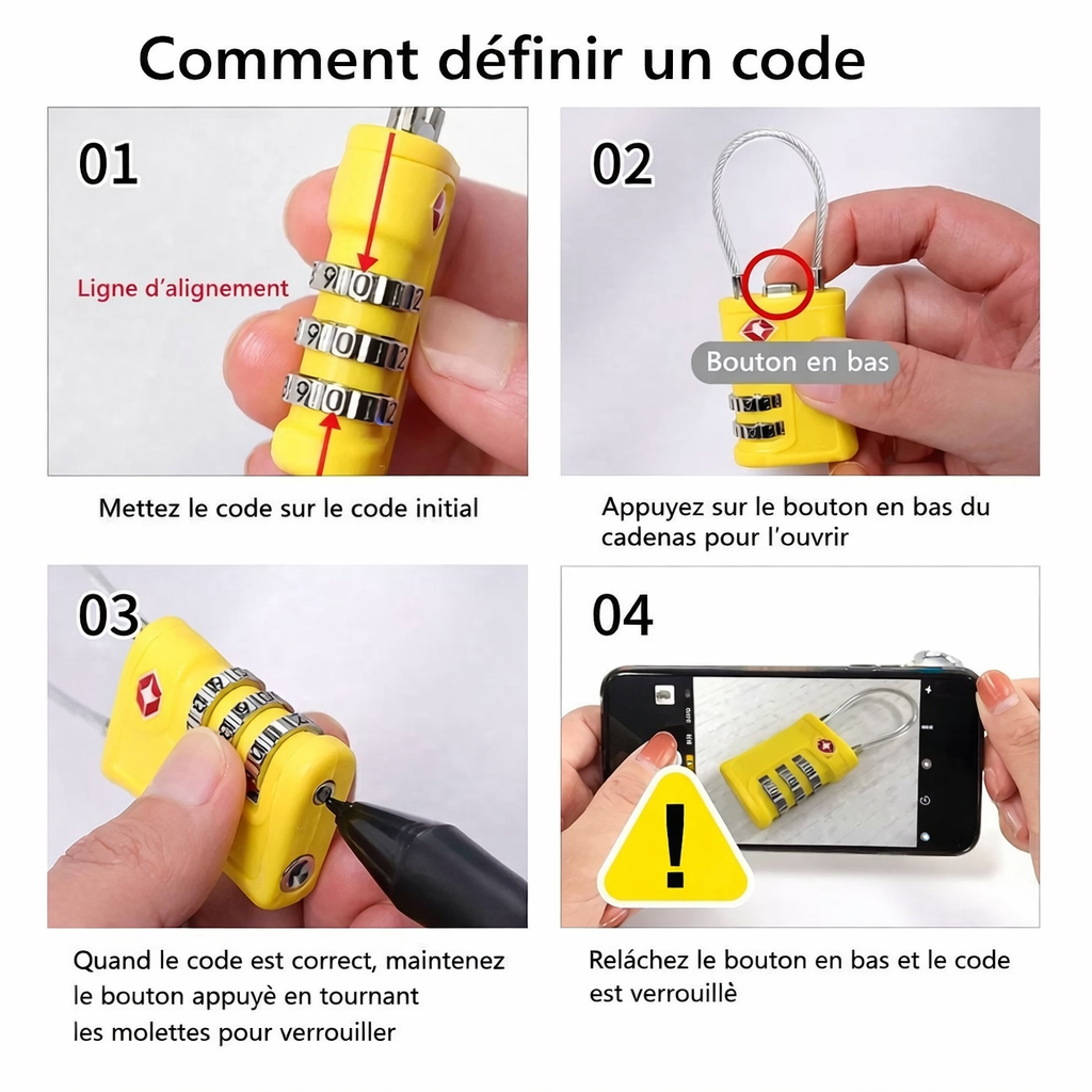 Guide pour definir un code sur un cadenas TSA a 3 chiffres pour valise et bagage de voyage