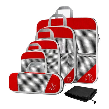 Set organisateur de valise compressible TravelPack™, sacs de rangement en polyester respirant, solution gain de place pour bagage cabine et long séjour.