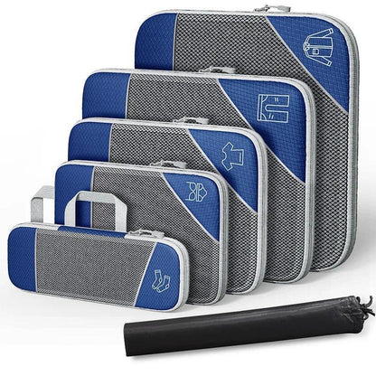 Cubes de rangement TravelPack™ set 6 pièces, organisateur de valise compression pour valise cabine, gain de place, vêtements organisés et sans froissements.
