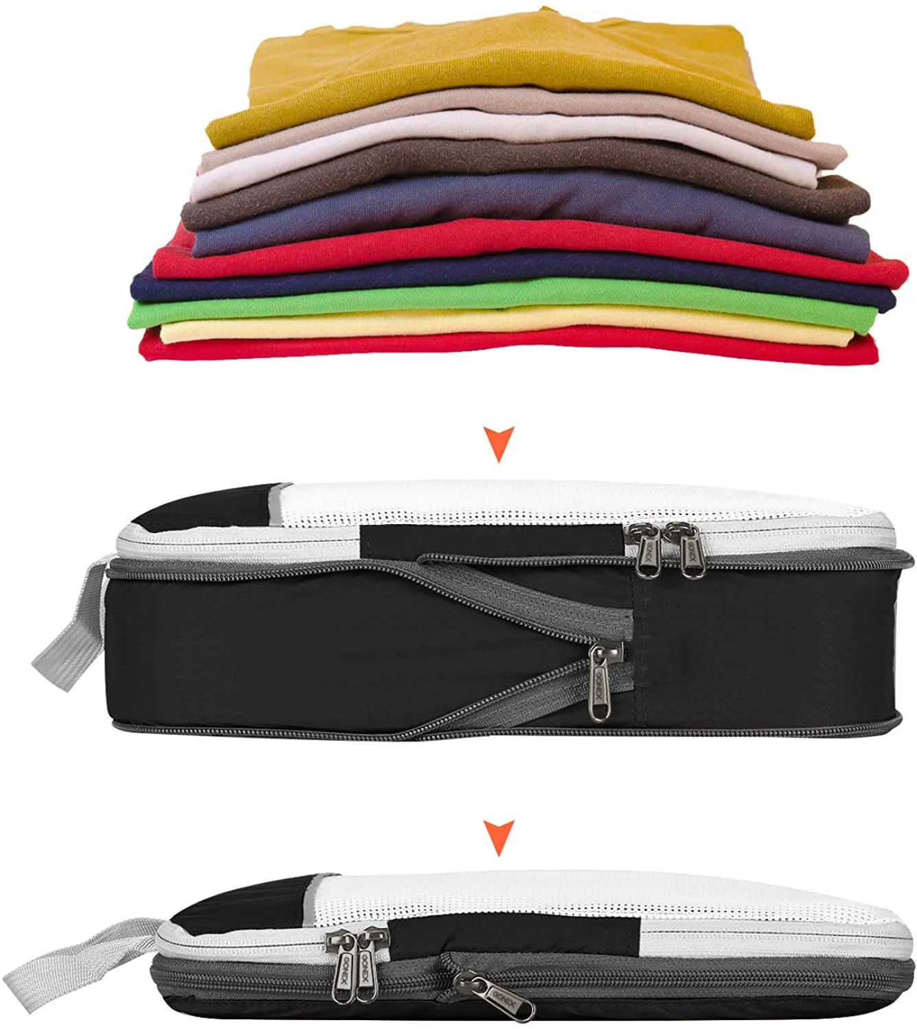 Set organisateur de valise compressible TravelPack™, sacs de rangement en polyester respirant, solution gain de place pour bagage cabine et long séjour.