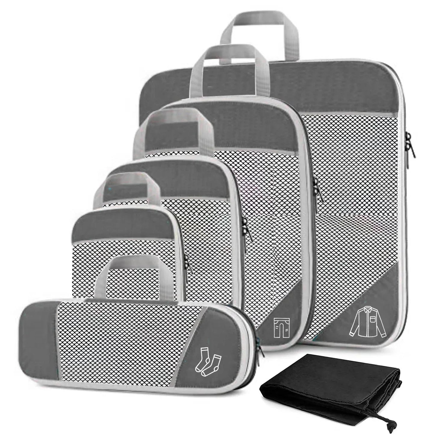 Organisateur de voyage valise TravelPack™, cubes de rangement compressibles pour vêtements, chaussures et accessoires, idéal voyage et rangement maison.