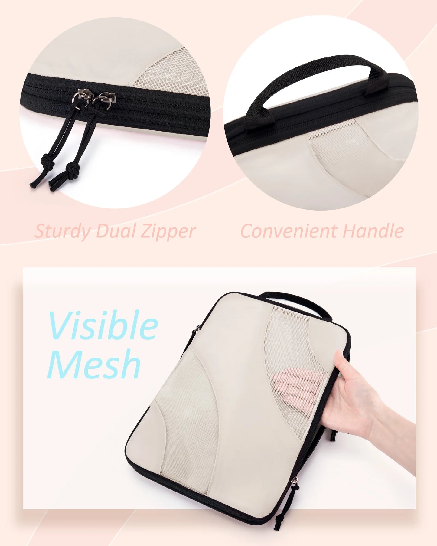 Cubes de compression pour valise et bagage, organisateur de voyage léger avec sac chaussures, rangement optimisé des vêtements