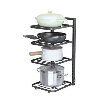 Étagère cuisine noire robuste pour ranger cocottes et poêles.

Organisation parfaite des casseroles dans l'étagère SmartCook™.

Détail du système de clips pour une hauteur réglable sur l'étagère.

Close-up sur la structure en acier inoxydable du range cocotte.

Étagère de cuisine remplie de divers ustensiles, wok et couvercles.

Fonctionnement du système à clipser pour ajuster les niveaux.

Étagère de rangement intégrée dans un placard de cuisine organisé.

Comparaison avant/après montrant le gain de place 