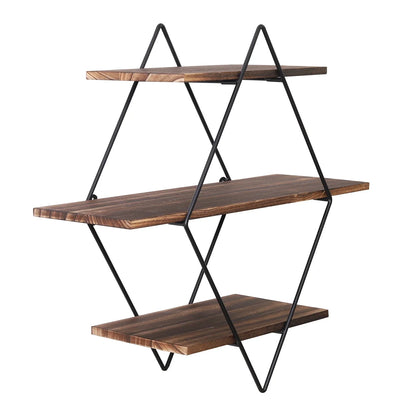 Découvrez l'étagère murale décorative Diamant Rustique™ : design industriel bois-métal, 3 niveaux robustes pour gain d'espace. Achetez en ligne à 37€, livraison gratuite France ! Idéal pour salon/chambre.