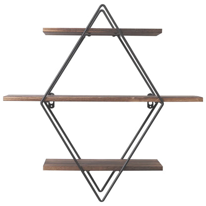Découvrez l'étagère murale décorative Diamant Rustique™ : design industriel bois-métal, 3 niveaux robustes pour gain d'espace. Achetez en ligne à 37€, livraison gratuite France ! Idéal pour salon/chambre.