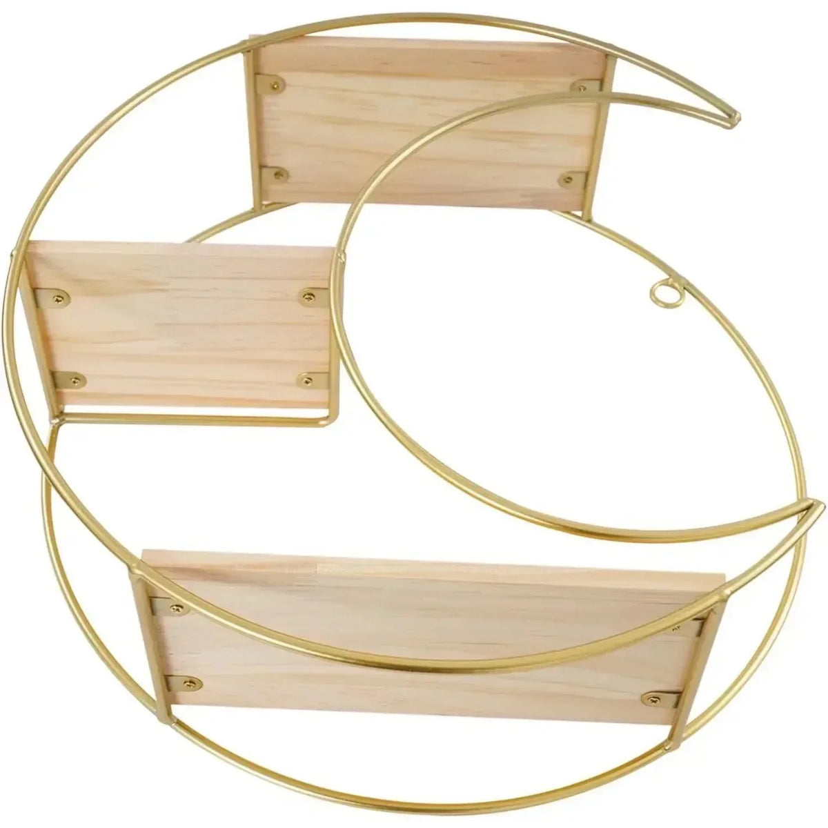 Étagère murale décorative GoldNordic™ en fer et bois doré, style nordique moderne, idéale pour bougies, plantes et objets décoratifs