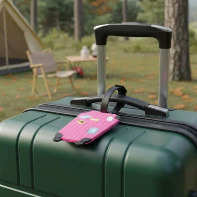 Étiquette bagage en silicone colorée et résistante pour valise et sac, avec carte d’identification protégée, attache sécurisée, design dessin animé enfant ou style élégant adulte, idéale pour voyage avion, train et déplacements en famille.