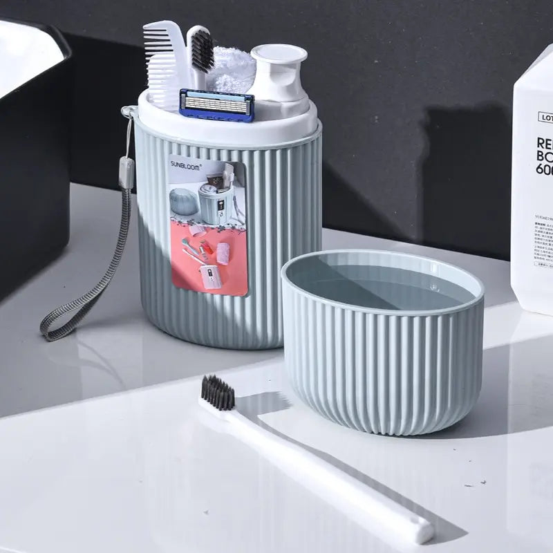 Etui brosse a dent bleu pour salle de bain et viyage paratique elegant et de large capacité
