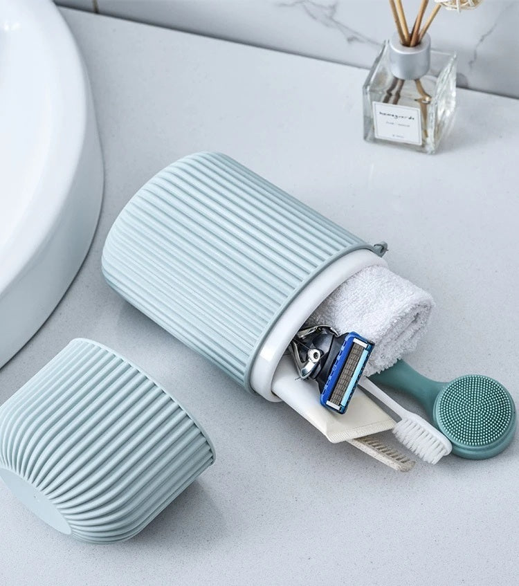 Etui brosse a dent bleu pour salle de bain et viyage paratique elegant et de large capacité