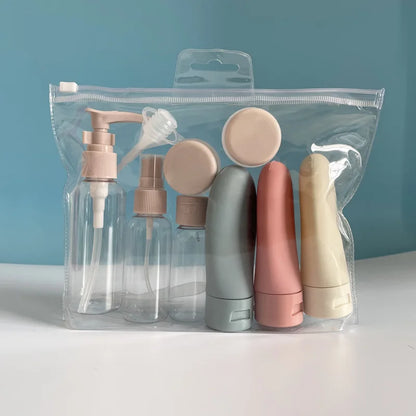 Flacon voyage Rangement Chic rechargeable anti-fuite compatible avion, idéal pour shampoing, lotion, crème, toner et spray, format compact et léger en LDPE pour trousse de toilette, bagage cabine, vacances et déplacements.