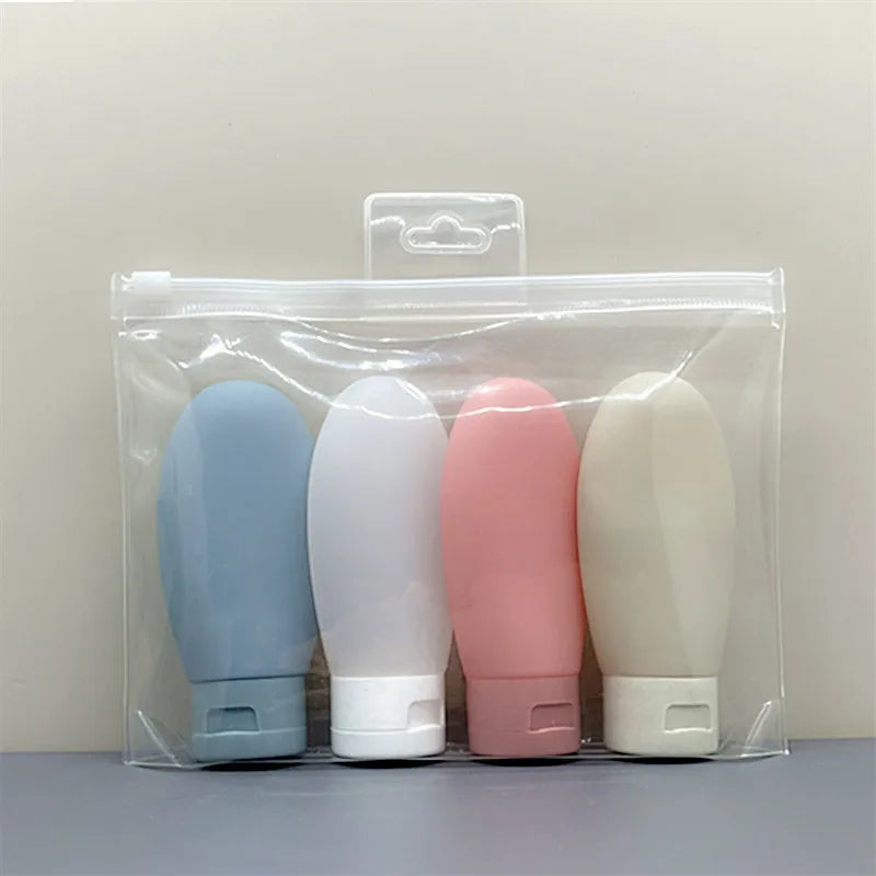 Flacon voyage Rangement Chic rechargeable anti-fuite compatible avion, idéal pour shampoing, lotion, crème, toner et spray, format compact et léger en LDPE pour trousse de toilette, bagage cabine, vacances et déplacements.