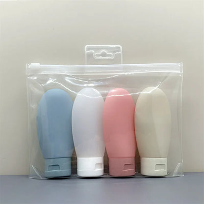Flacon voyage Rangement Chic rechargeable anti-fuite compatible avion, idéal pour shampoing, lotion, crème, toner et spray, format compact et léger en LDPE pour trousse de toilette, bagage cabine, vacances et déplacements.