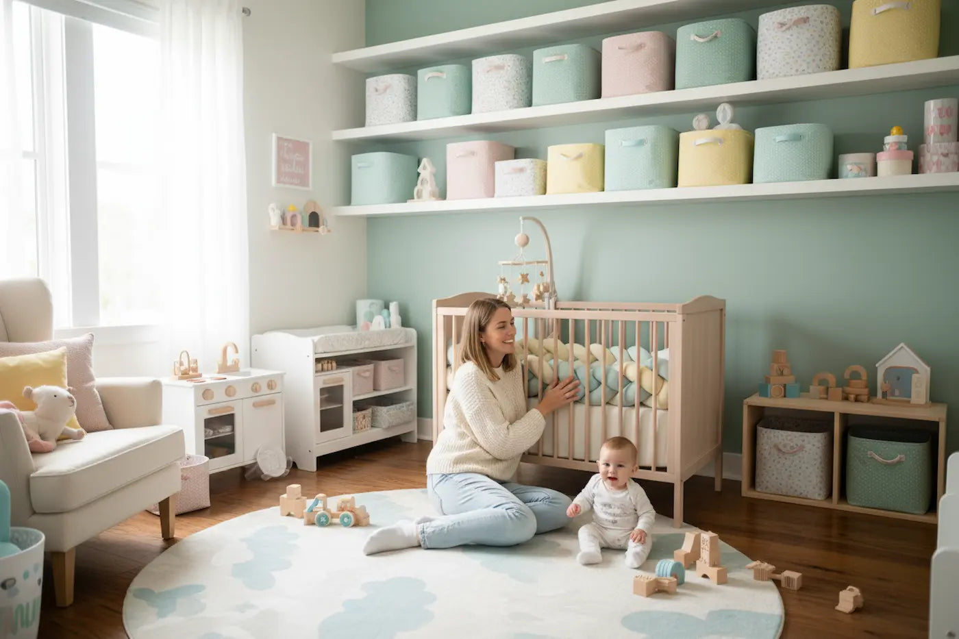 rangement chambre enfant panier de rangement, rangement jouet