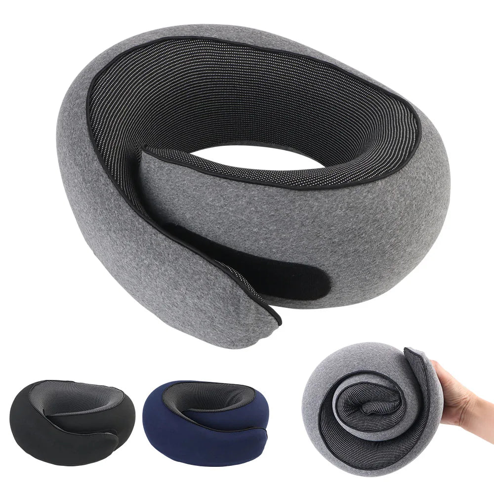 Oreiller de voyage en mousse à mémoire forme TravelNest™ – oreiller portable U escargot pour soutien complet du cou lors de pauses midi et voyages en avion, train ou voiture