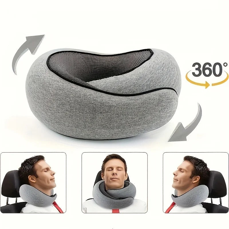 Oreiller de voyage en mousse à mémoire forme TravelNest™ – oreiller portable U escargot pour soutien complet du cou lors de pauses midi et voyages en avion, train ou voiture