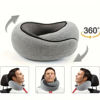 Oreiller de voyage en mousse à mémoire forme TravelNest™ – oreiller portable U escargot pour soutien complet du cou lors de pauses midi et voyages en avion, train ou voiture