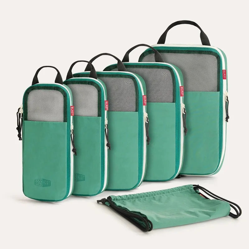 Organisateur de valise compressible haut de gamme pack de 6 cubes d’emballage à compression pour voyage organisé et gain de place optimal