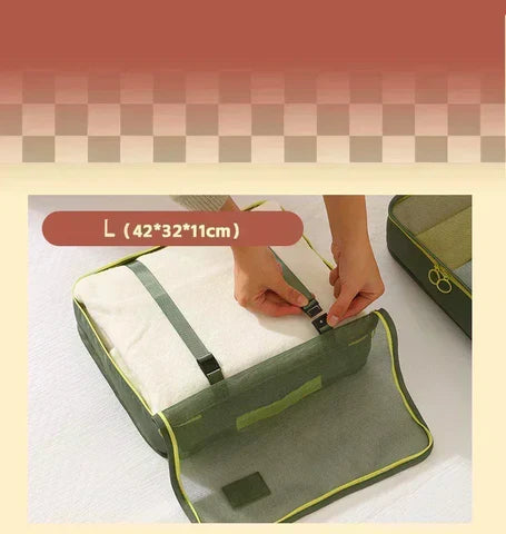 Sac organisateur de valise TravelMax 7 en tissu résistant sans produit chimique, organisateur de valise cabine étanche avec fermetures éclair renforcées pour rangement voyage optimisé