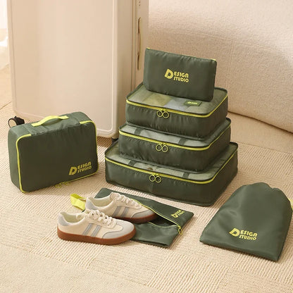 Sac organisateur de valise TravelMax 7 en tissu résistant sans produit chimique, organisateur de valise cabine étanche avec fermetures éclair renforcées pour rangement voyage optimisé