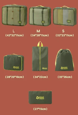 Organisateur de valise étanche TravelMax 7 avec sac organisateur de valise et pochettes de rangement pour vêtements, chaussures et accessoires, set organisateur de valise cabine gain de place pour voyage organisé