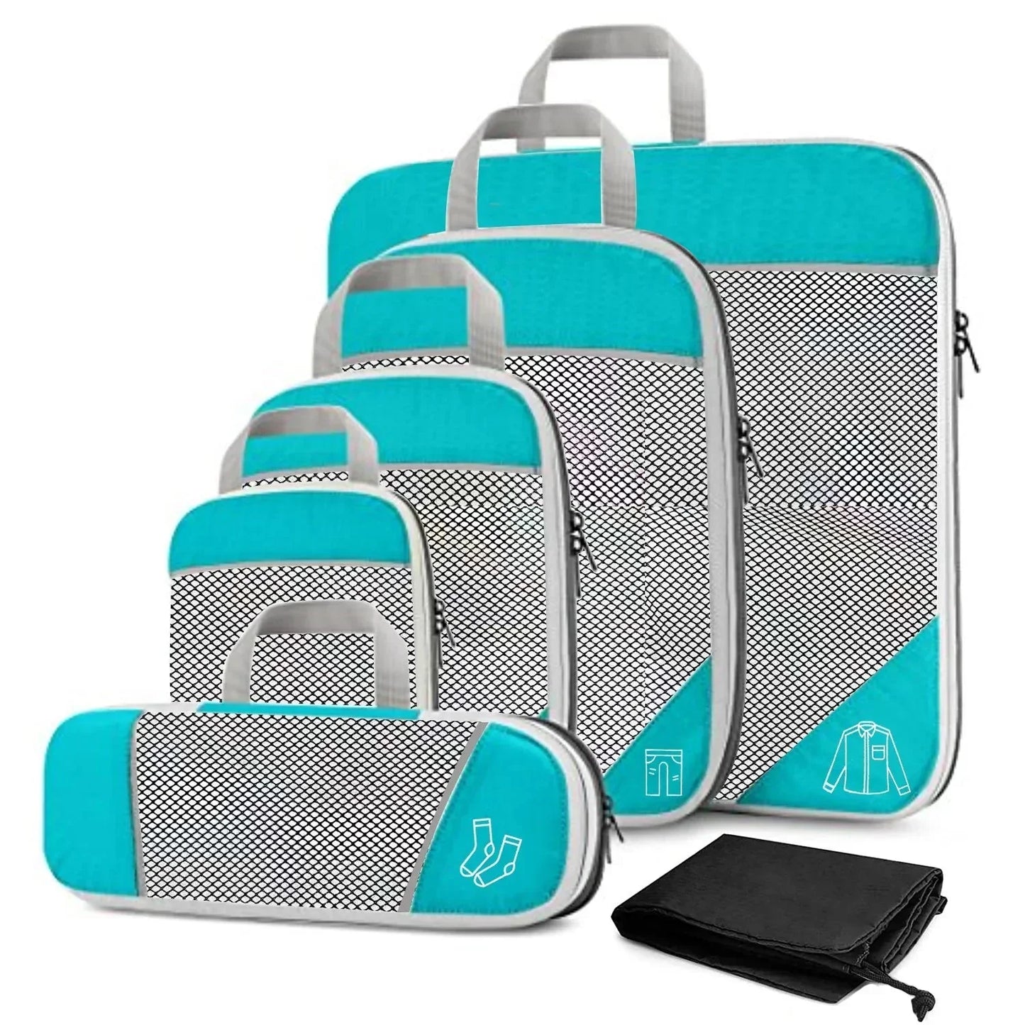 Organisateur de voyage valise TravelPack™, cubes de rangement compressibles pour vêtements, chaussures et accessoires, idéal voyage et rangement maison.