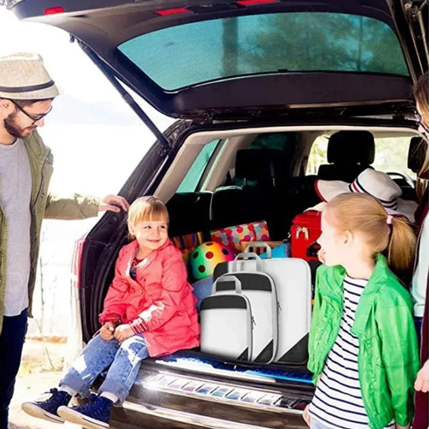 Cubes de rangement TravelPack™ set 6 pièces, organisateur de valise compression pour valise cabine, gain de place, vêtements organisés et sans froissements.