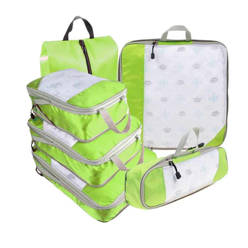 Set organisateur de valise compressible TravelPack™, sacs de rangement en polyester respirant, solution gain de place pour bagage cabine et long séjour.