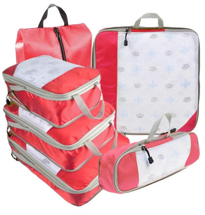 Organisateur de voyage valise TravelPack™, cubes de rangement compressibles pour vêtements, chaussures et accessoires, idéal voyage et rangement maison.