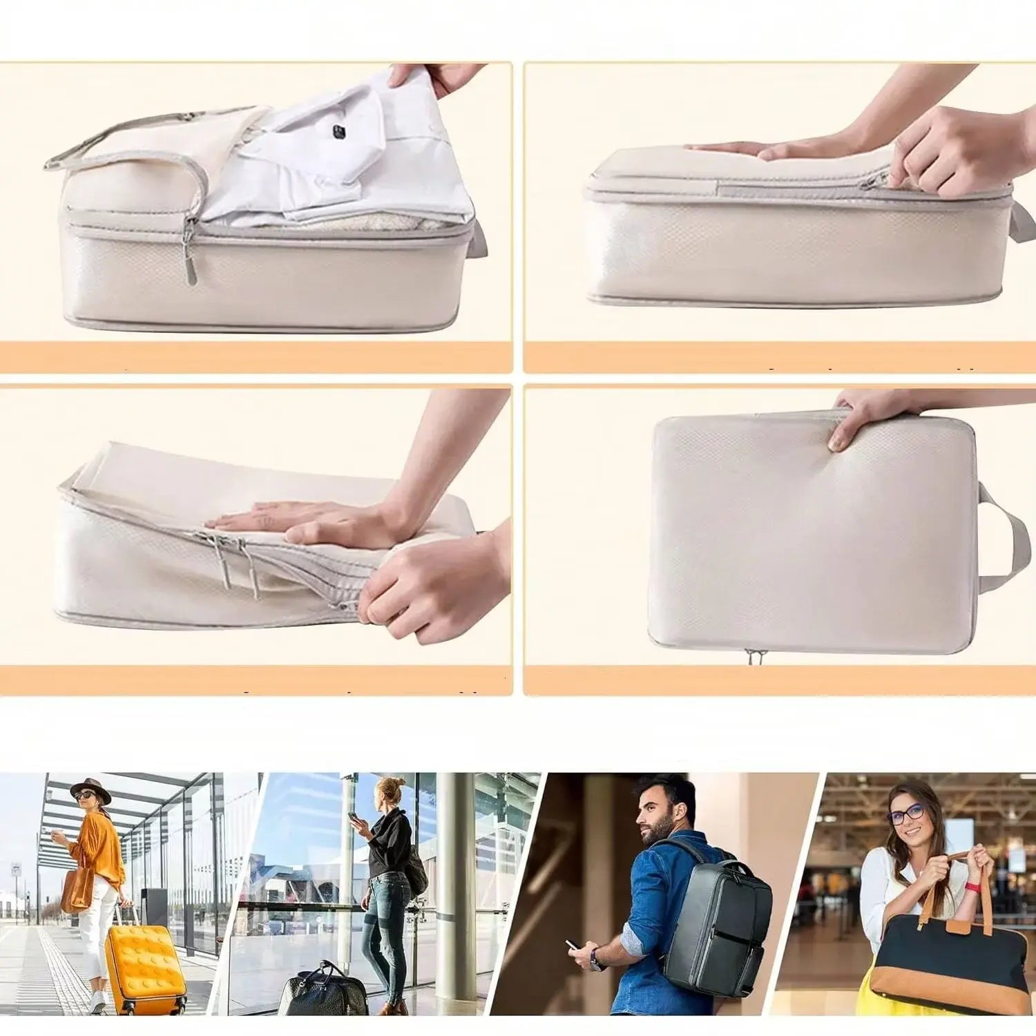 Organisateur de voyage valise avec sac de compression voyage, set organisateur de valise compressible étanche pour bagages cabine et sac à dos