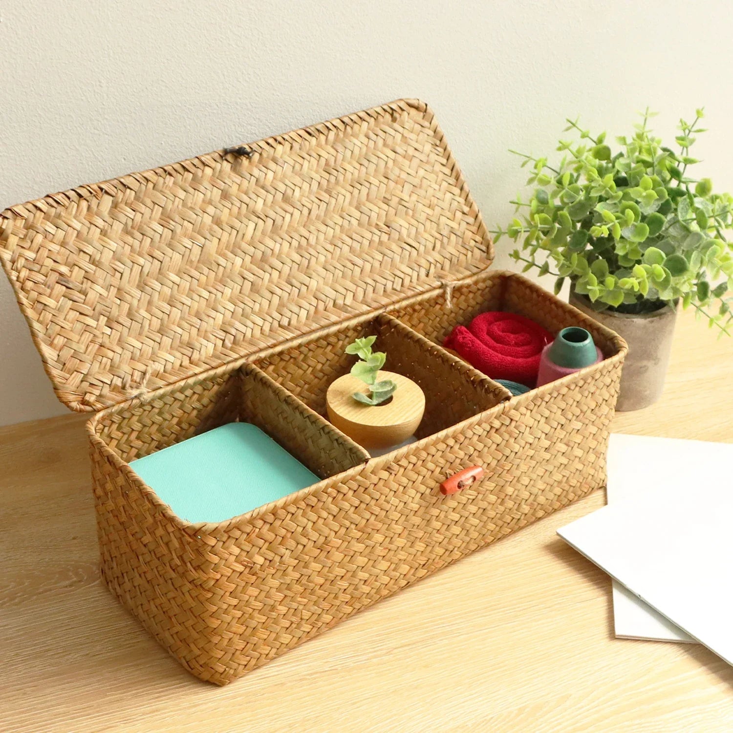 Panier en osier avec couvercle | OsierBox™ - Rangement Chic