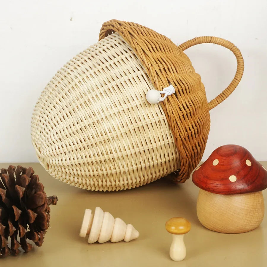 Panier en osier champignon | MushRoomia™ - Rangement Chic