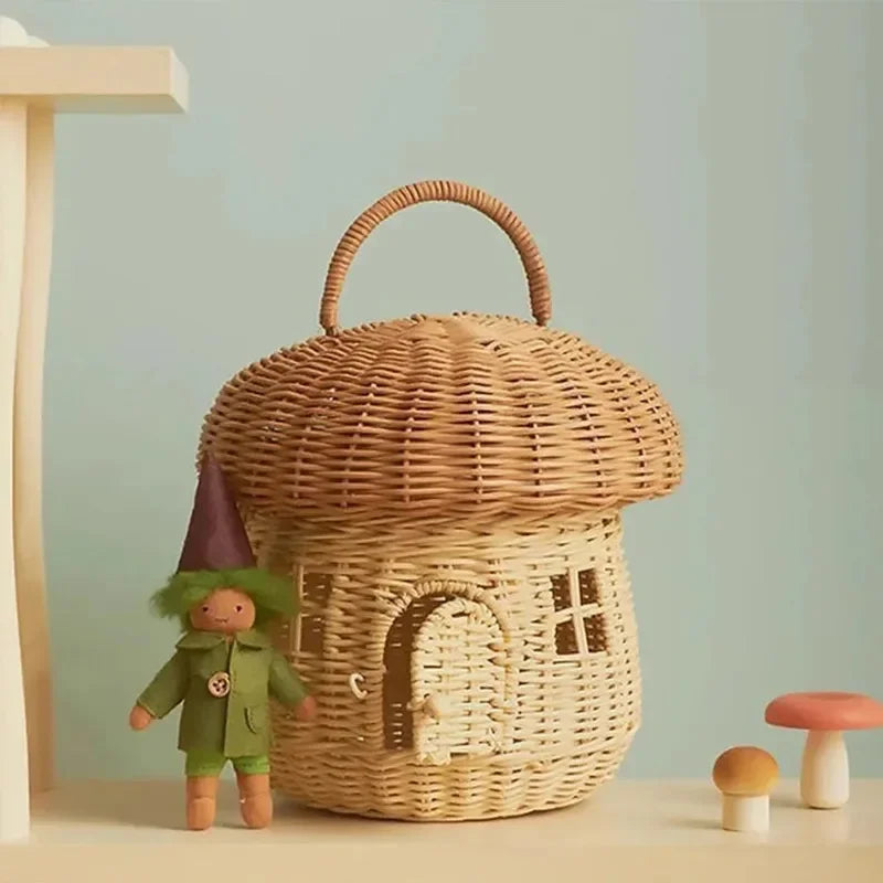 Panier en osier champignon | MushRoomia™ - Rangement Chic