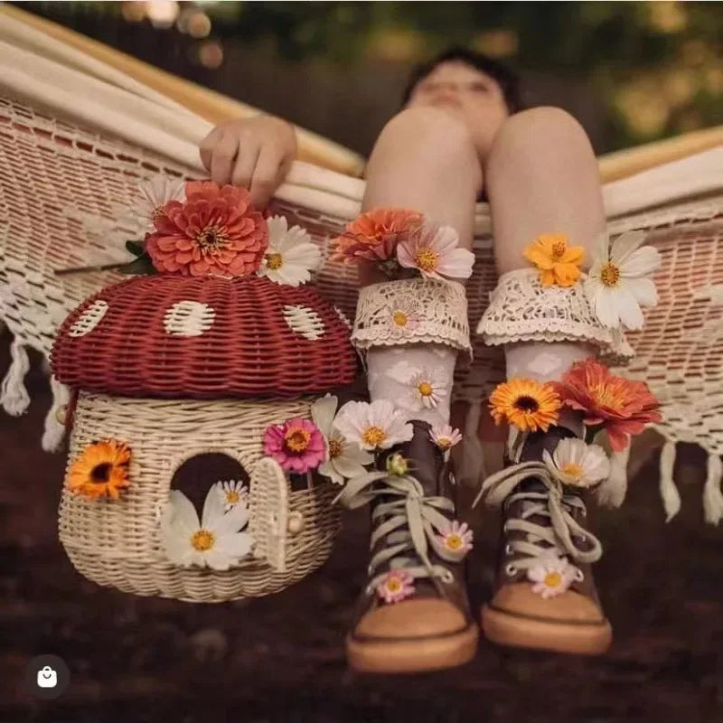 Panier en osier champignon | MushRoomia™ - Rangement Chic