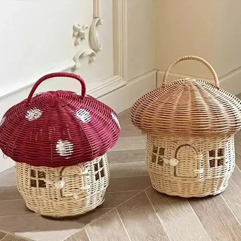 Panier en osier champignon | MushRoomia™ - Rangement Chic