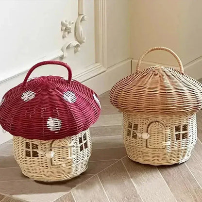 Panier en osier champignon | MushRoomia™ - Rangement Chic