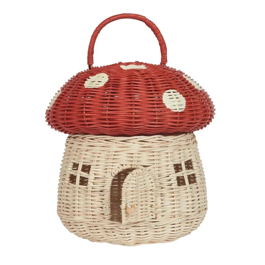 Panier en osier champignon | MushRoomia™ - Rangement Chic