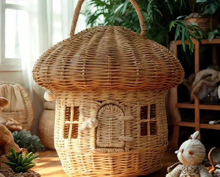 Panier en osier champignon | MushRoomia™ - Rangement Chic